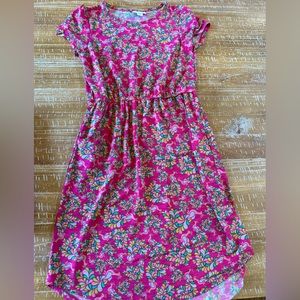 LuLaRoe girls stretchy pink dress with pockets - size 12
